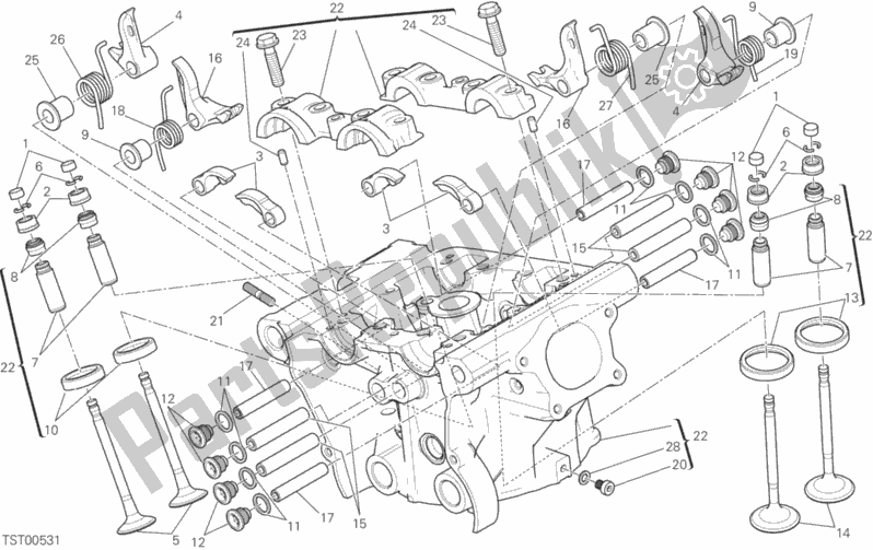 All parts for the Vertical Head of the Ducati Monster 821 Brasil 2016